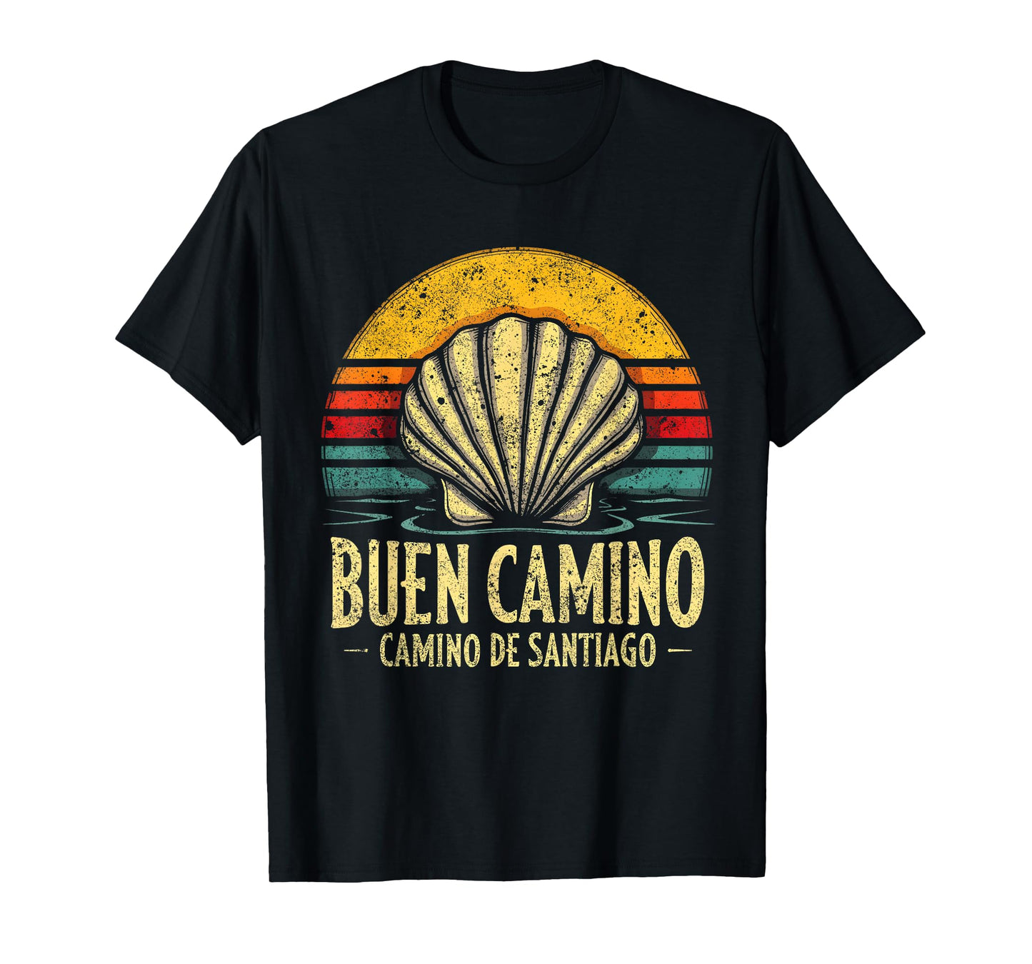 Womens Buen Camino Shell Vintage Santiago Pilgrim Hike Spain T-Shirt