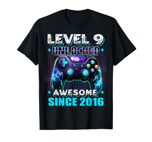 9th Birthday Boy Level 9 Gamer 9 Year Video Game Party T-Shirt