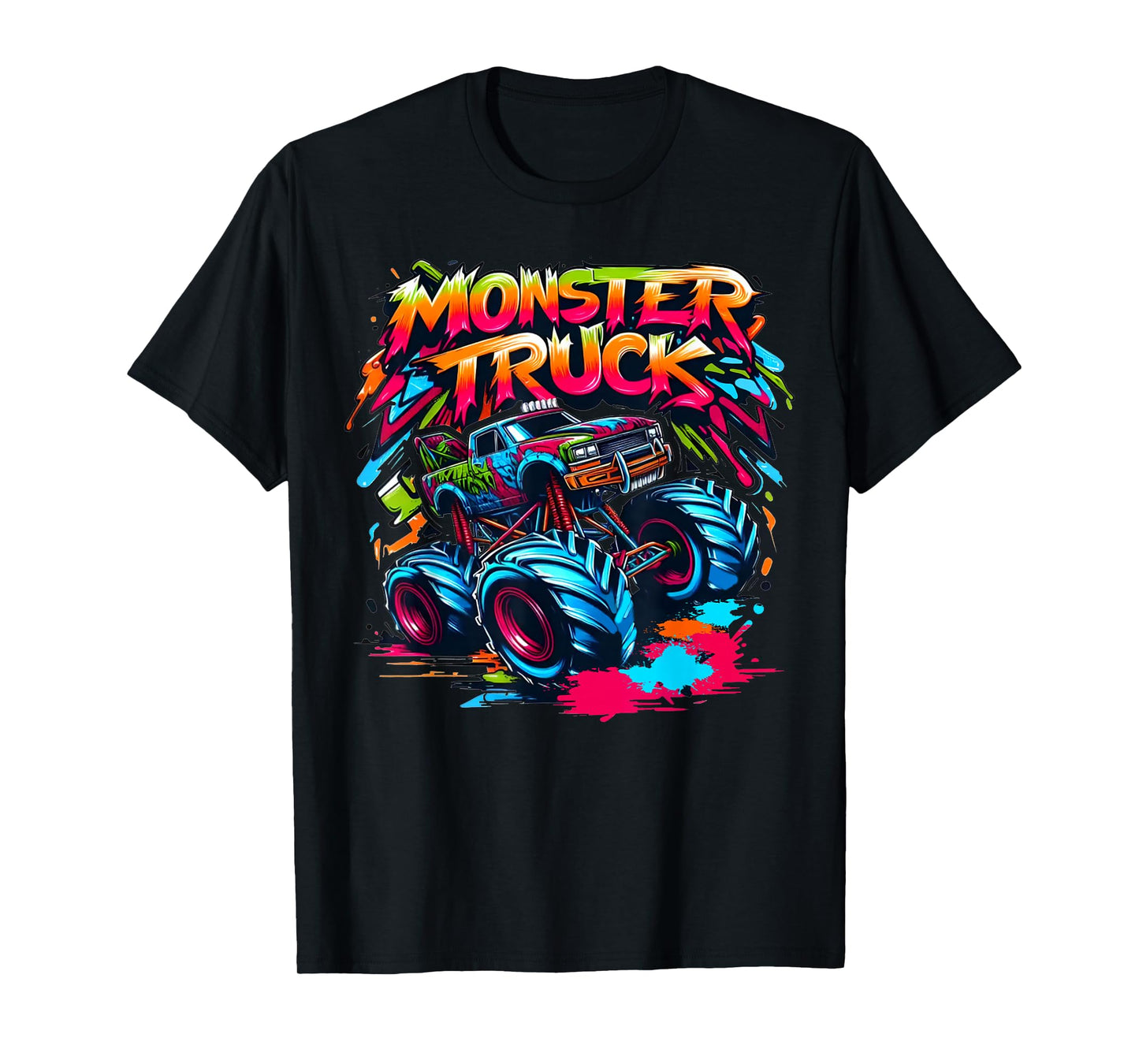 Monster Truck Retro Colorful Graffiti Toddlers Youth Adults T-Shirt