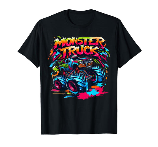 Monster Truck Retro Colorful Graffiti Toddlers Youth Adults T-Shirt