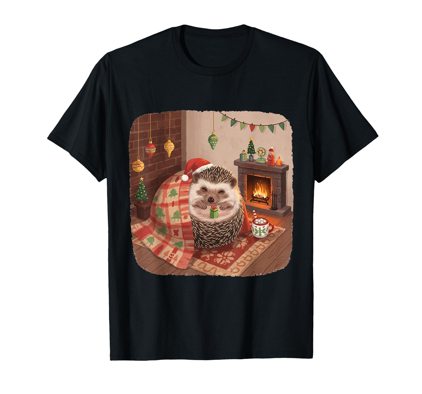 Cozy Festive Hedgehog Christmas T-Shirt