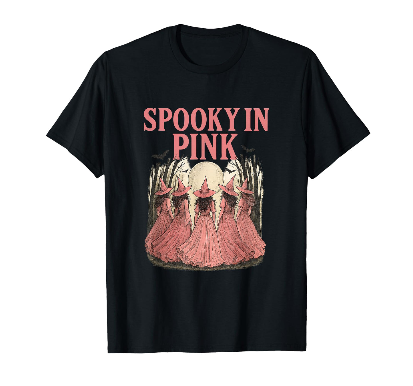 Spooky in Pink Halloween Witch Design T-Shirt