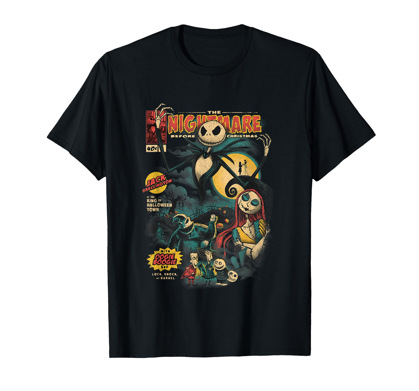 Disney The Nightmare Before Christmas Comic Cover Retro Logo T-Shirt