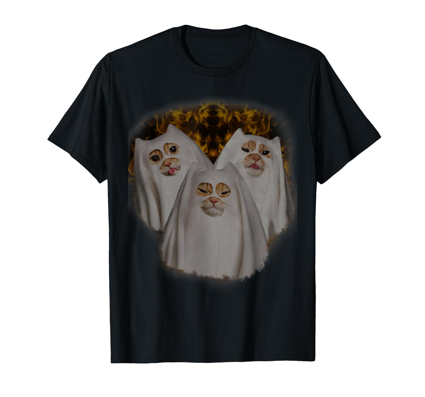 Ghost Cat Meme Funny Halloween Funny Wizard Cat Ghost T-Shirt