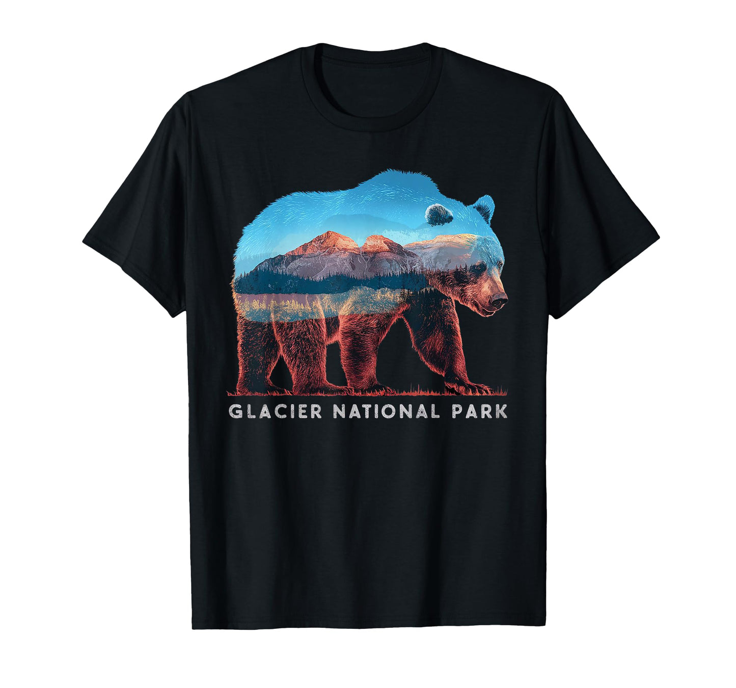 Retro Distressed Glacier Bear Glacier National Park Souvenir T-Shirt