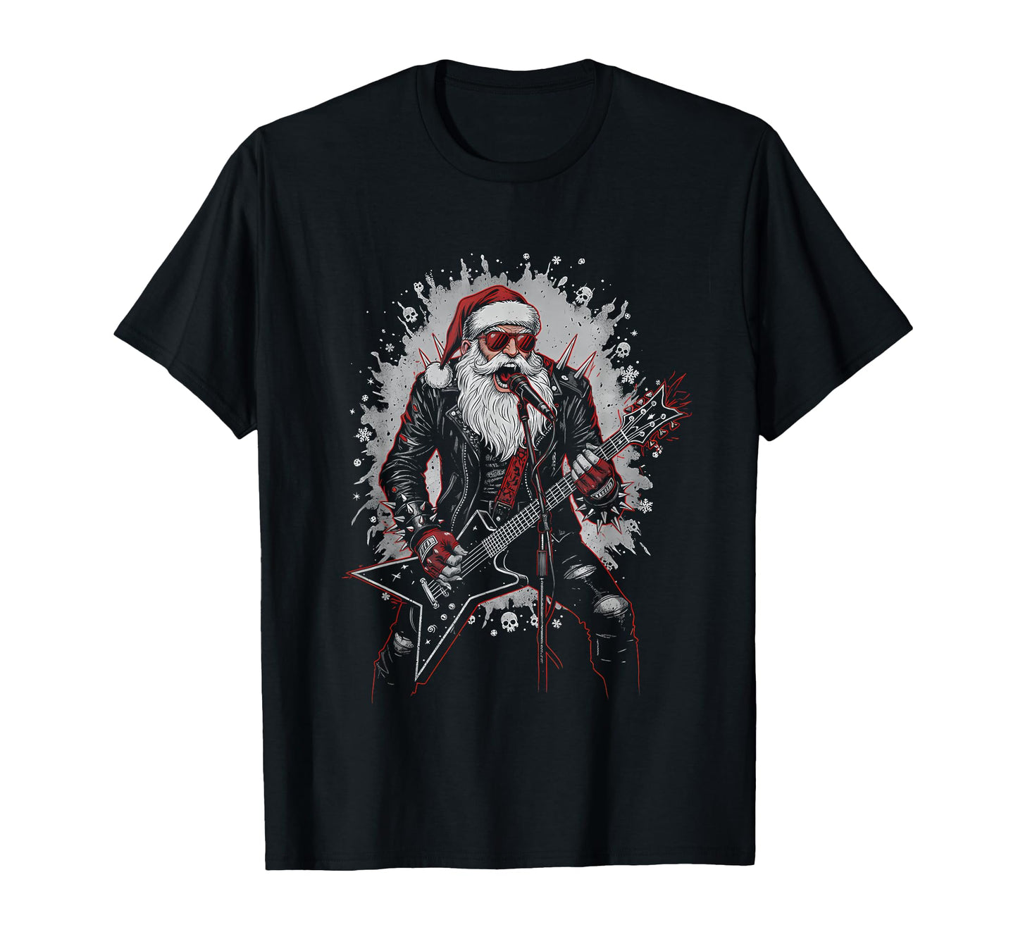 Santa Claus Playing Guitar, Funny Cool Christmas, Music Xmas T-Shirt