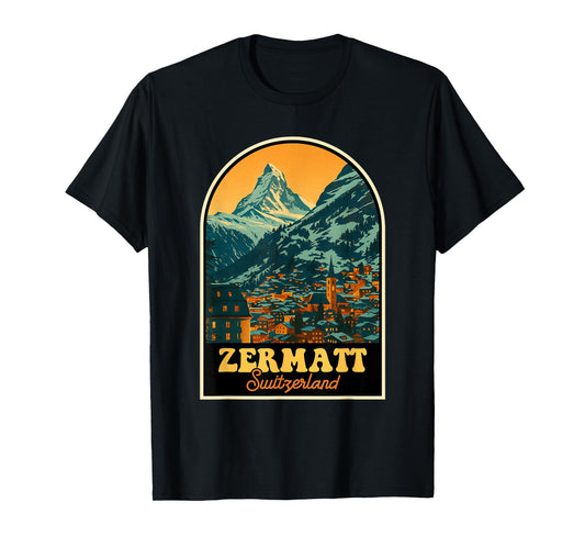 Zermatt Switzerland Vintage Matterhorn Mountain Travel T-Shirt
