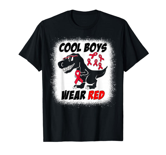 Cool Boys Wear Red For Red Ribbon Week T-Rex Dino Boys Kids T-Shirt