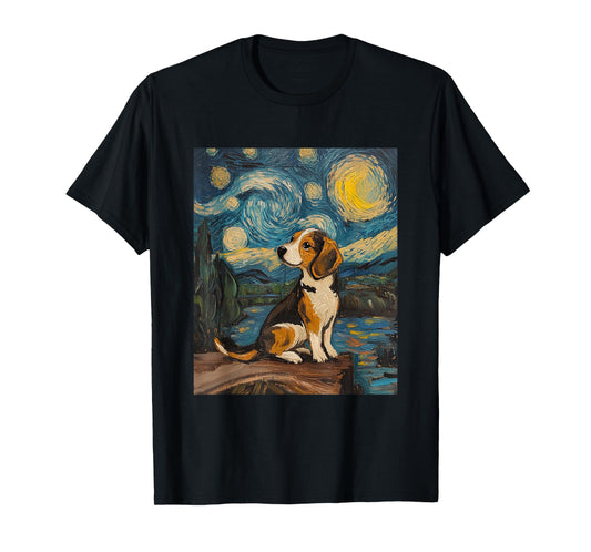 Beagle Dog - Van Gogh Style - Starry Night Graphic T-Shirt