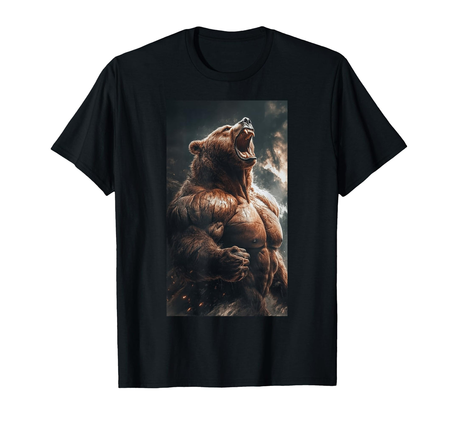 Bear Muscular Muscles Bodybuilding Roaring Nature T-Shirt