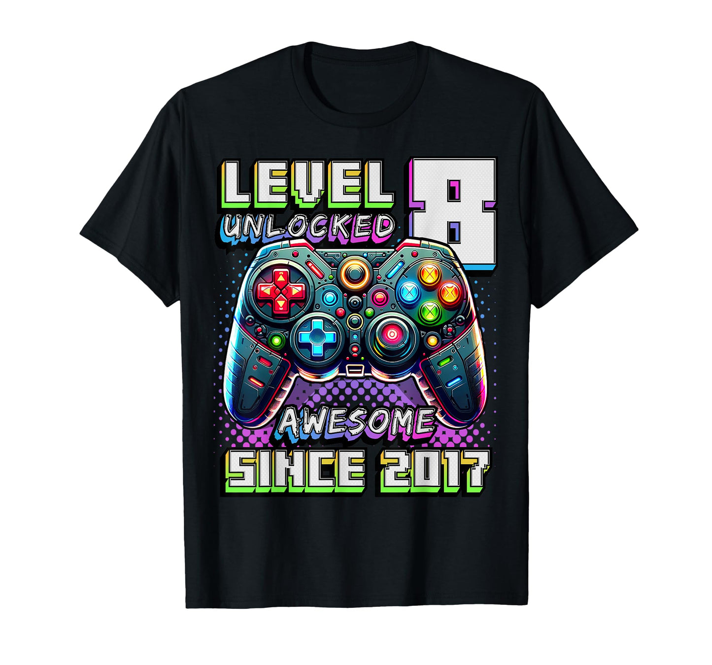 8th Birthday Boy Level 8 Gamer 8 Year Video Game Party T-Shirt