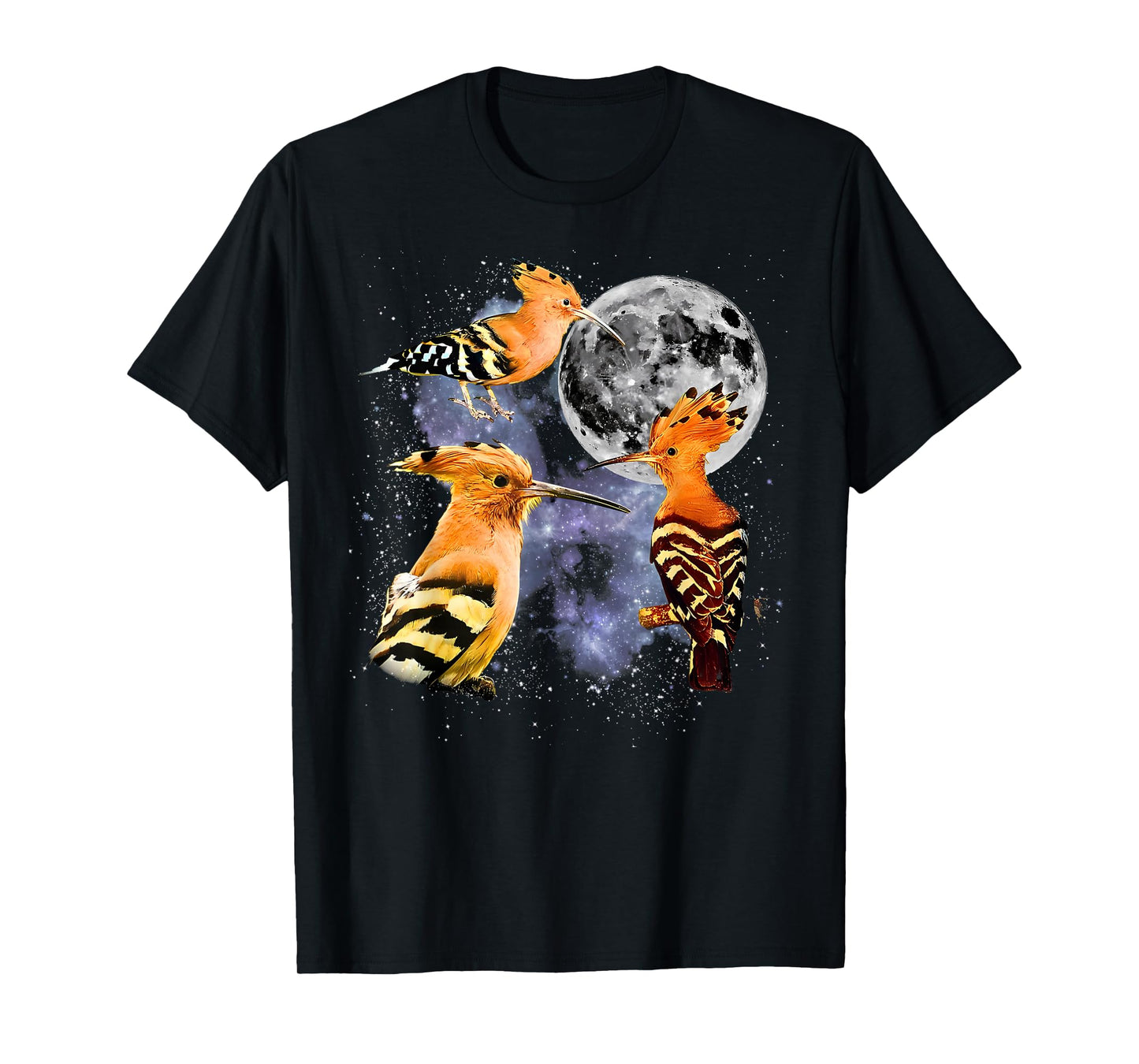 Vintage Three Hoopoe Howling at The Moon Wildlife Animal T-Shirt