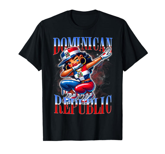 Dominican Republic Flag Dab Urban Streetwear Design T-Shirt