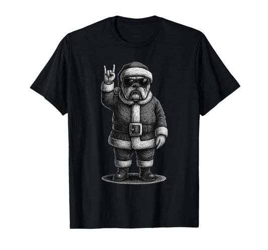 English Bulldog Rock Music Christmas Dog Lover T-Shirt