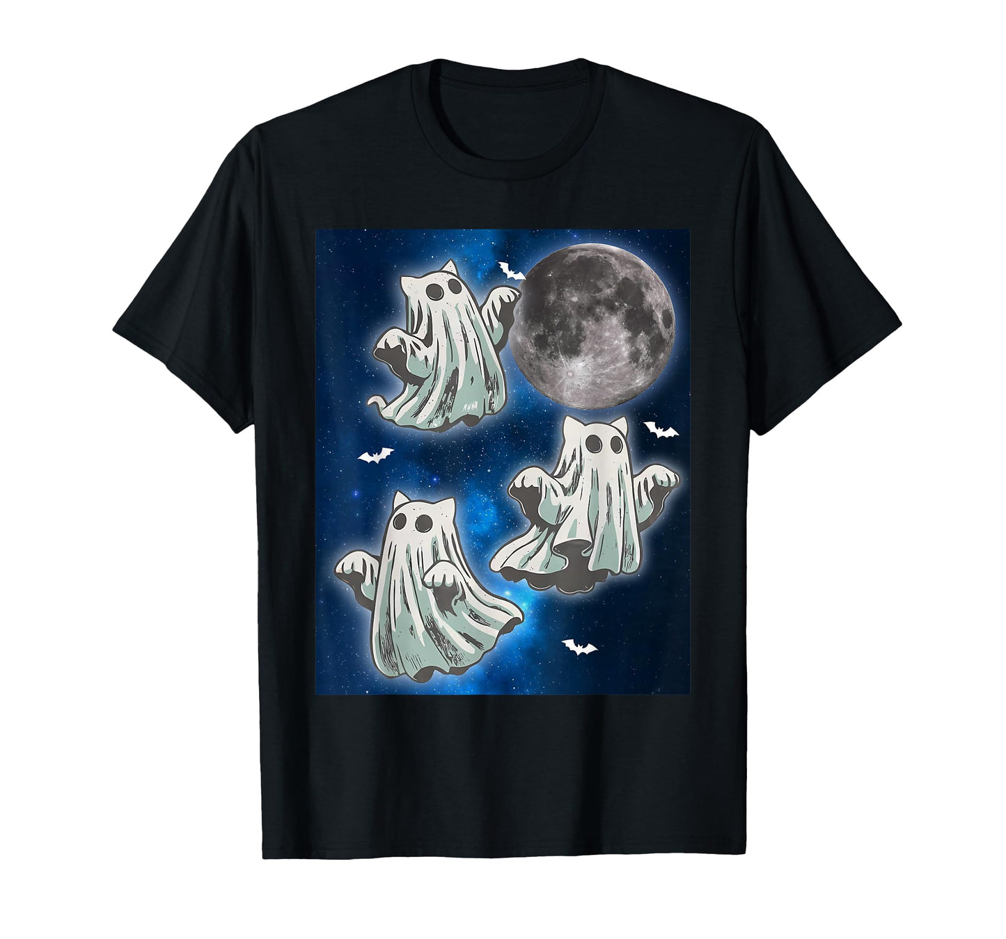 Ghost Cat Meme Funny Halloween Men Women Kids T-Shirt