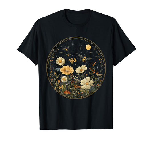 Bees Wildflowers Cottagecore Vintage Flower Beekeeper T-Shirt