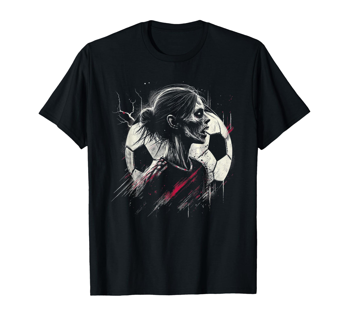 Female Zombie Soccer Player - Creepy Soccer Halloween Lover T-Shirt