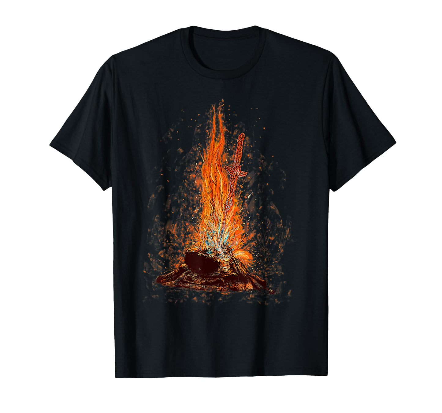 Retro Basic Bonfire Of Souls Funny Flame Sword T-Shirt