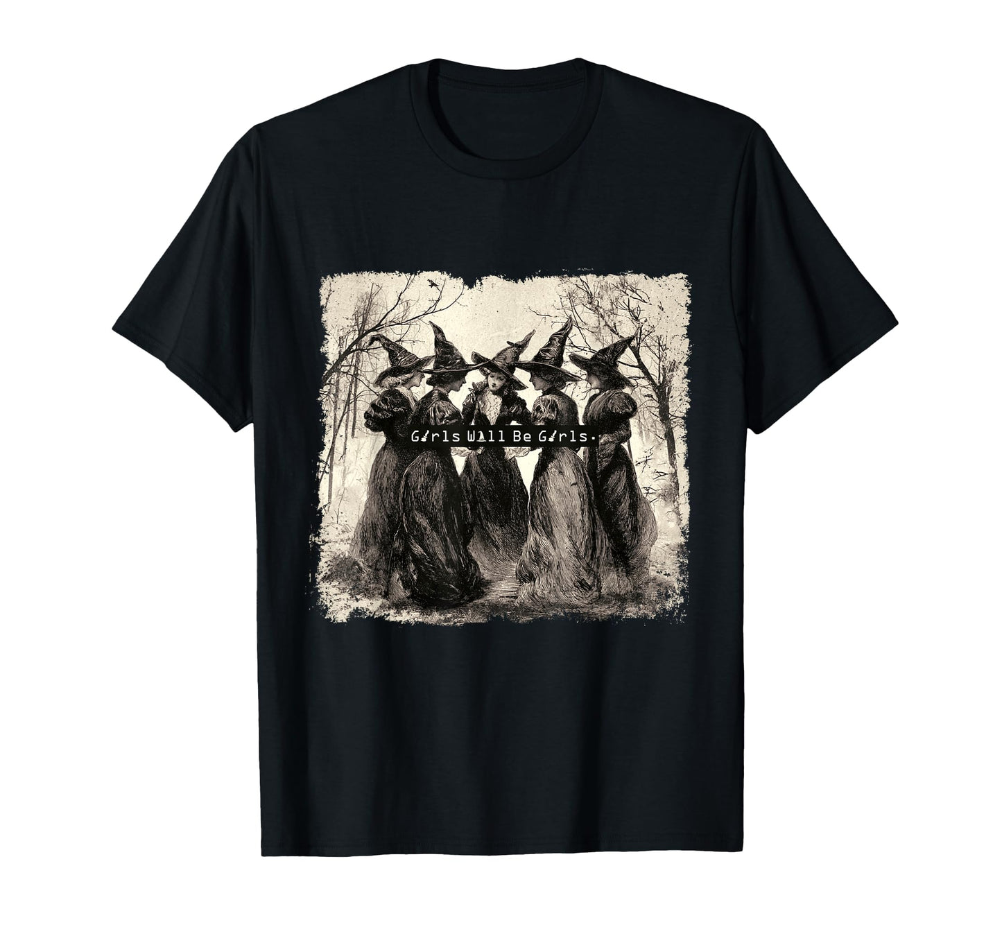 Vintage Girls Witch Funny Halloween Women Witchy Vibe T-Shirt