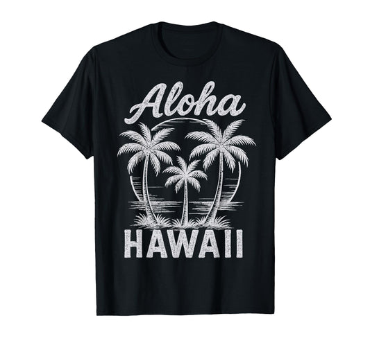 Aloha Hawaii Palm Tree Beach Graphic Summer Vacation Trip T-Shirt