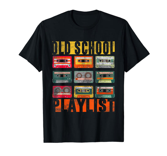 Old School Playlist Shirt Retro 80s 90s Cassette Tape Music T-Shirt