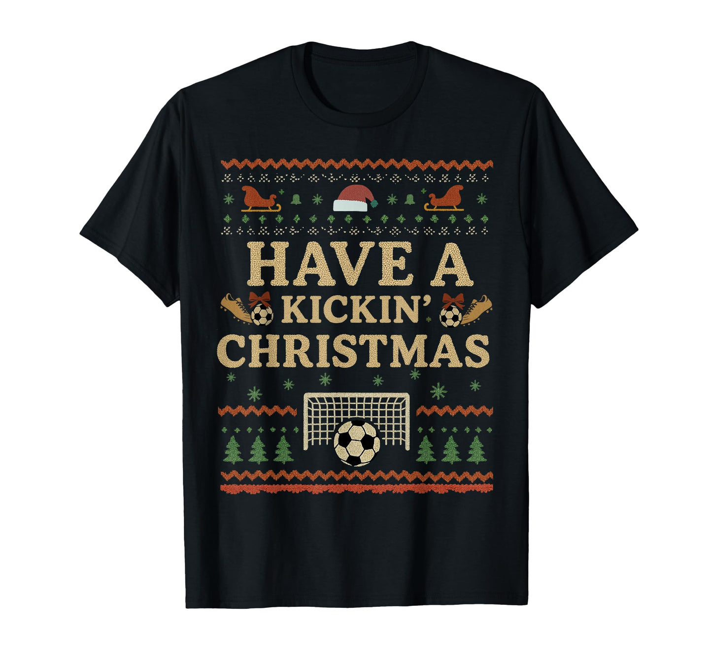 Have a Kickin' Christmas Soccer Vintage Funny Xmas Holiday T-Shirt