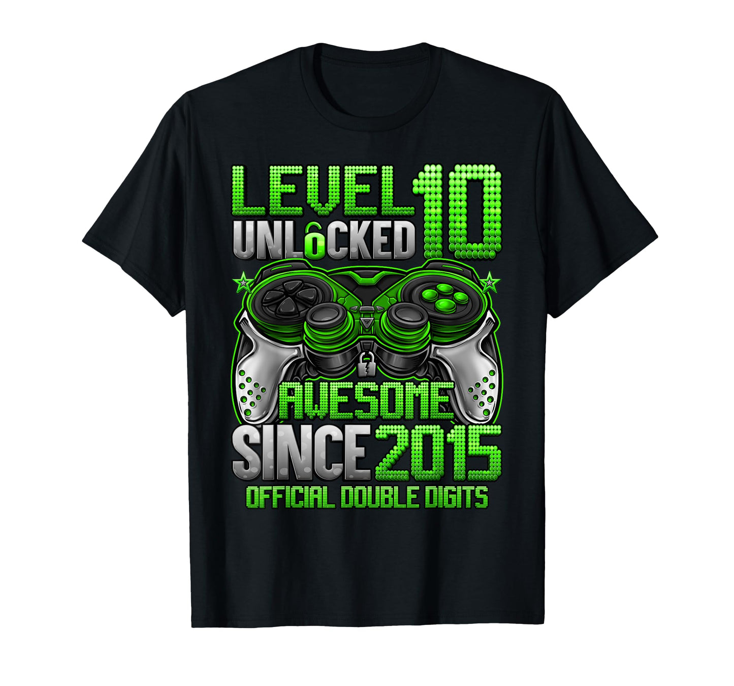 Official Double Digits Level 10 Unlocked 10th Birthday Boy T-Shirt