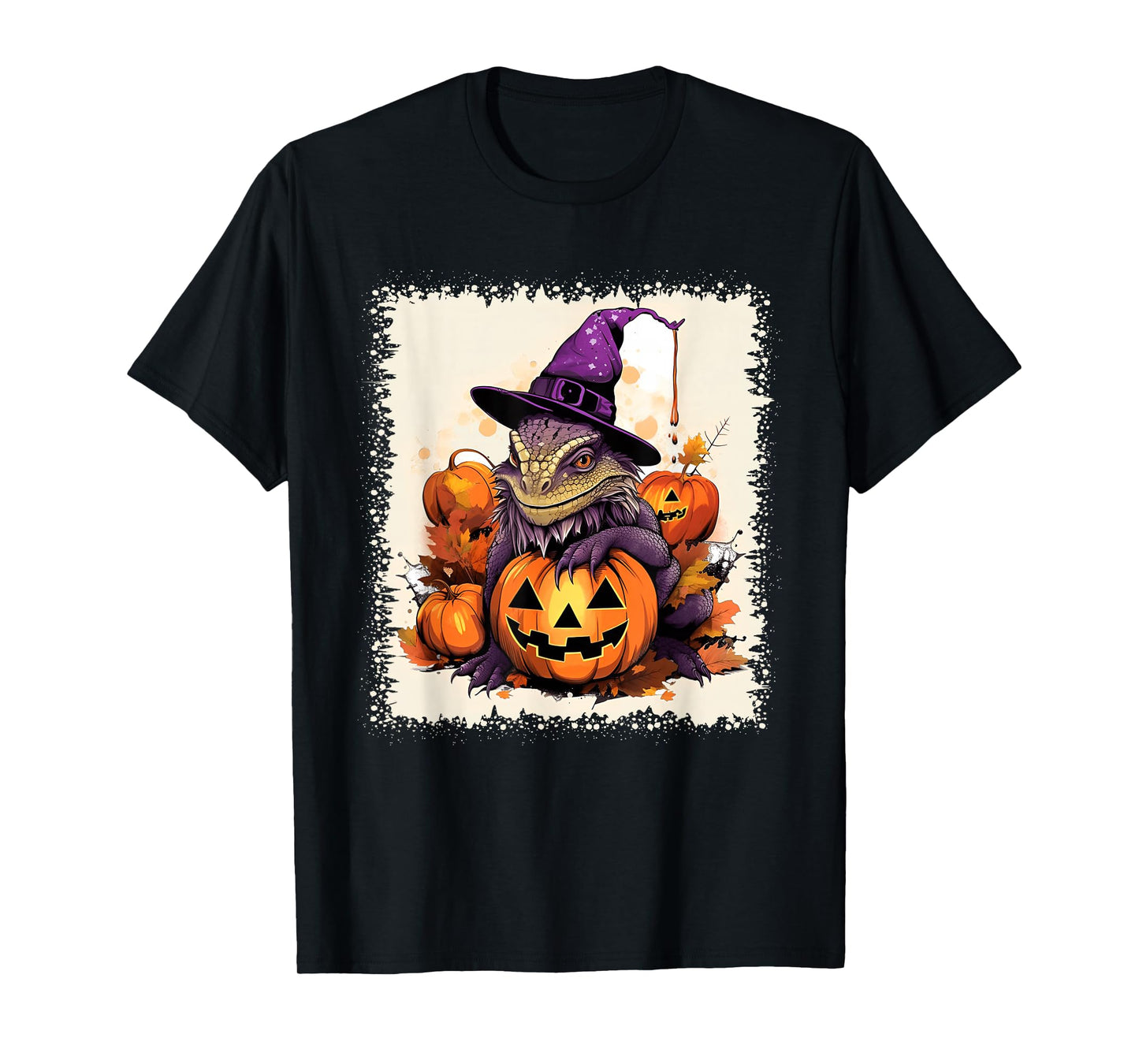 Bearded Dragon Witch Hat Pumpkin Halloween Kids Men Women T-Shirt