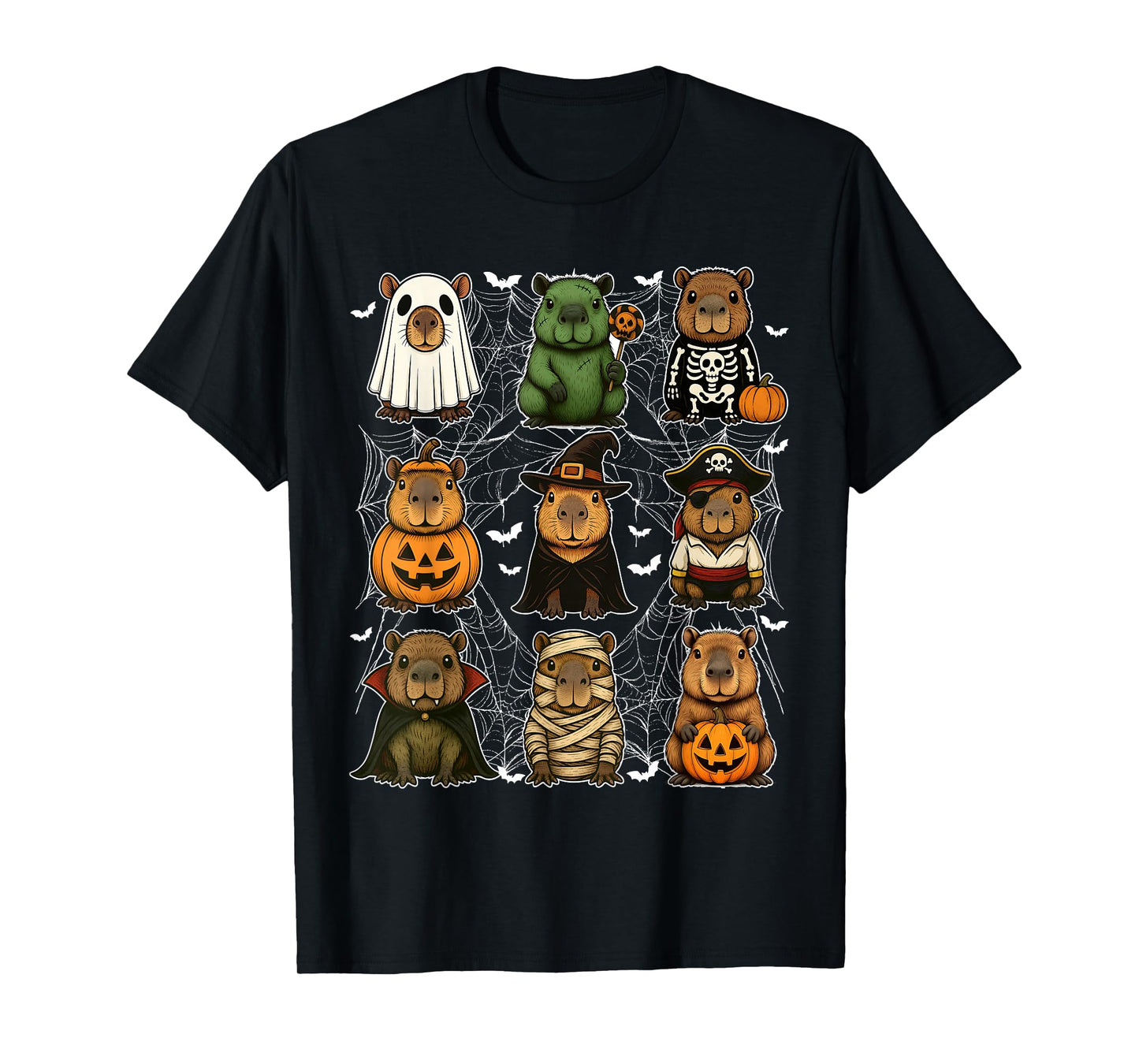 Funny Halloween Capybara Ghost Witch Pumpkin Pirate Spooky T-Shirt
