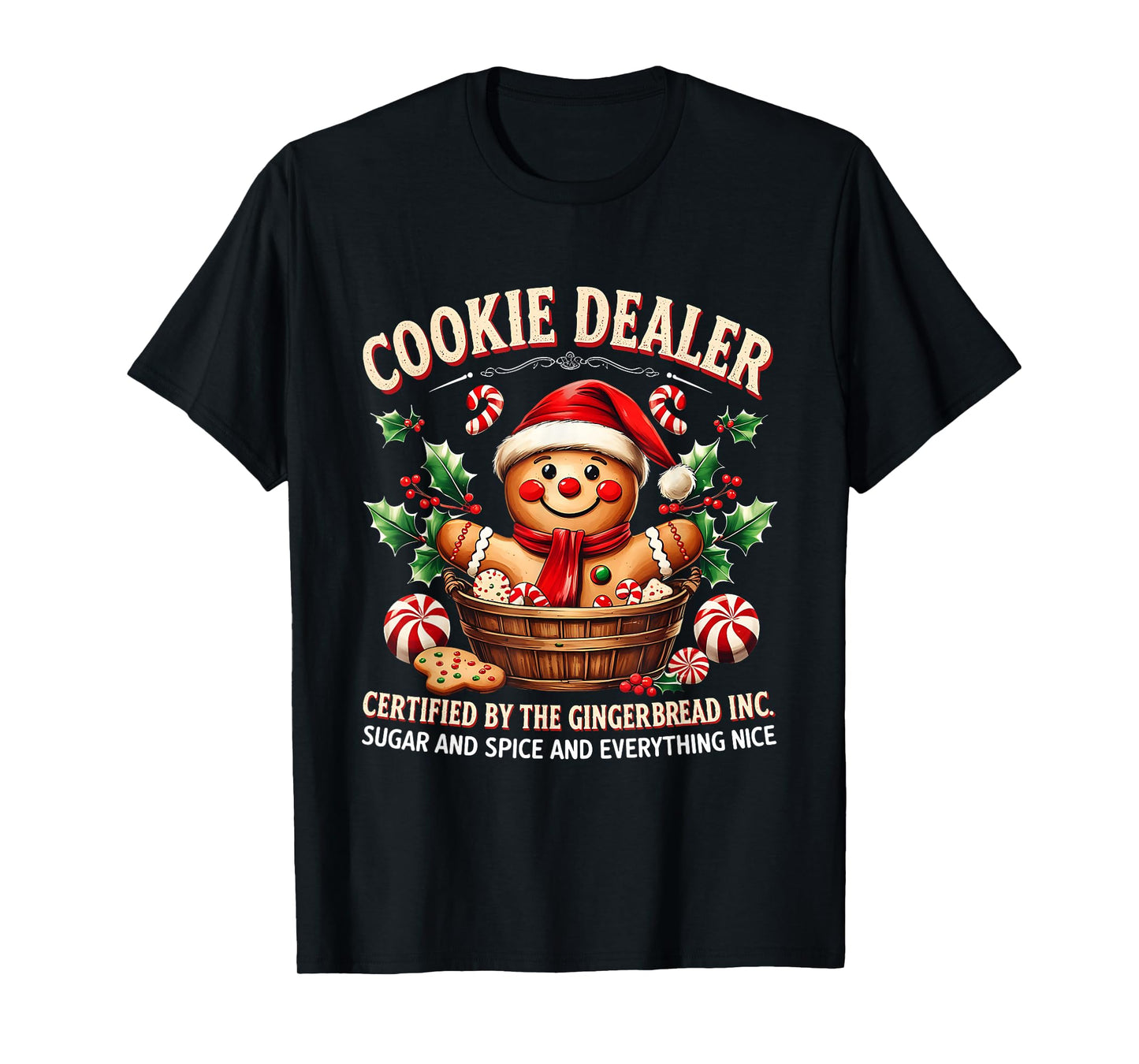 Vintage Gingerbread Bakery Christmas Cookie Dealer Holiday T-Shirt