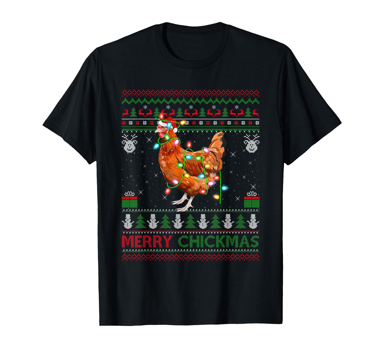 Chicken Ugly Christmas Sweaters Santa Farm Animal Xmas T-Shirt