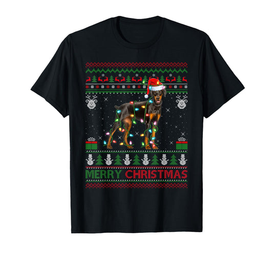 Doberman Dog Ugly Christmas Sweater Funny Pet Dog Lover Xmas T-Shirt