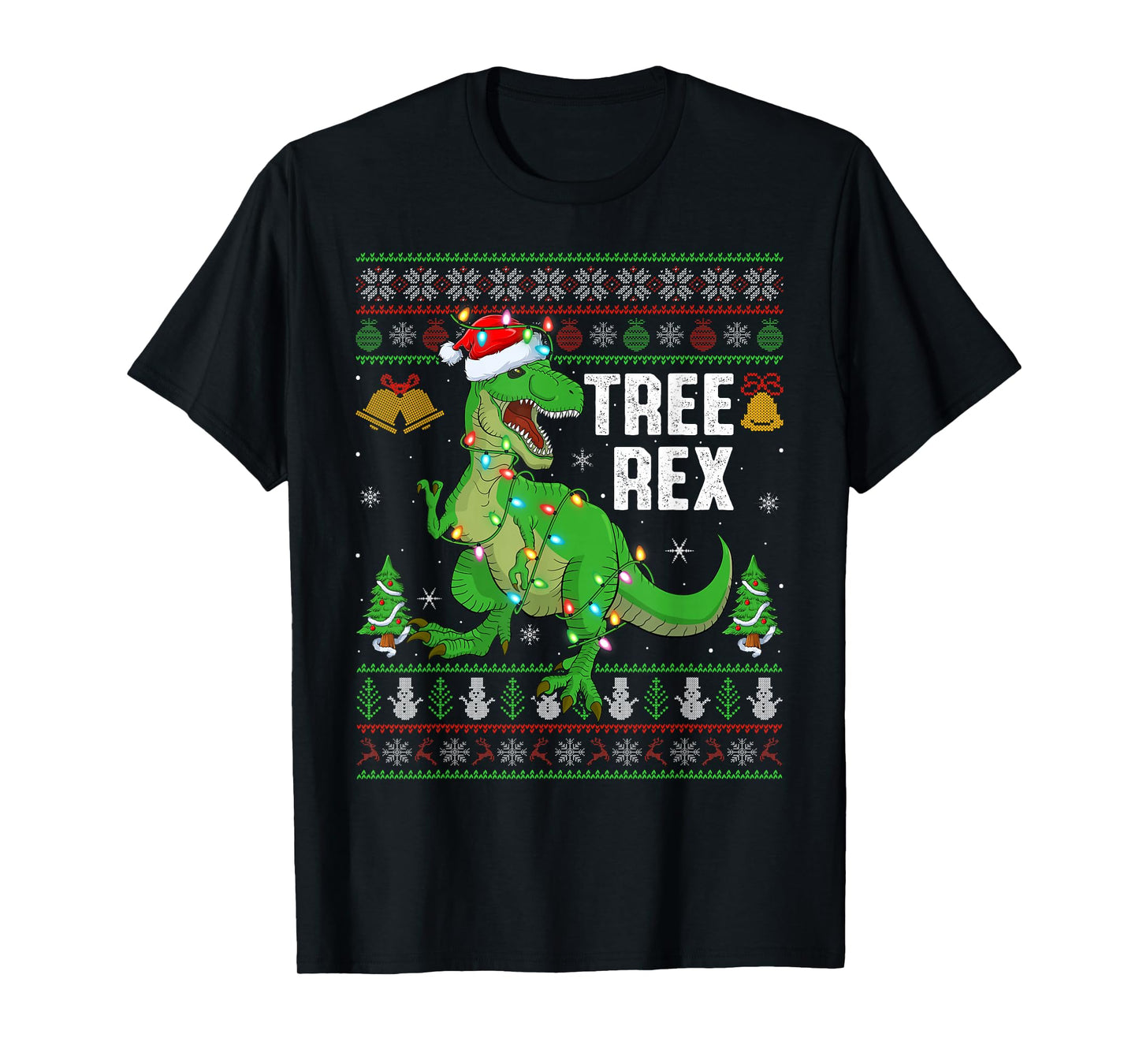 Tree Rex Dinosaur Christmas Lights Ugly Sweaters Xmas T-Shirt