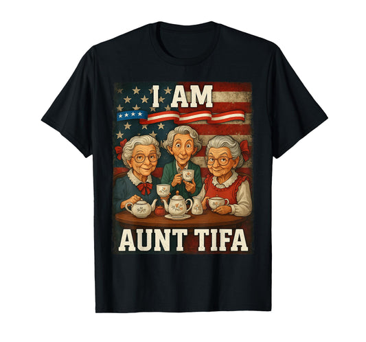 HUGvyn Aunt Tifa American Flag Funny I Am Aunt Tifa American T-Shirt