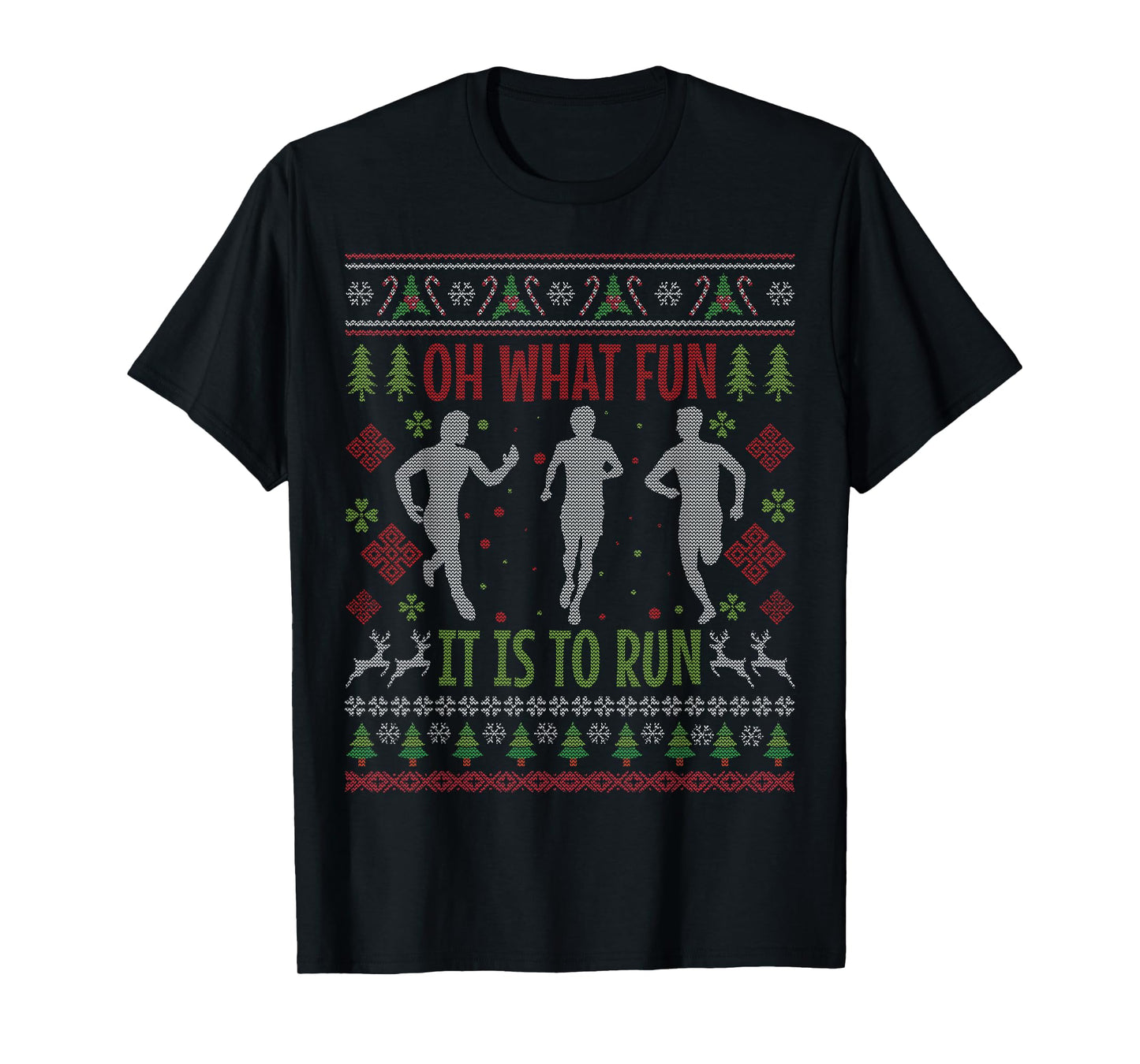 Oh What Fun It is to Run Funny Running Ugly Christmas T-Shirt
