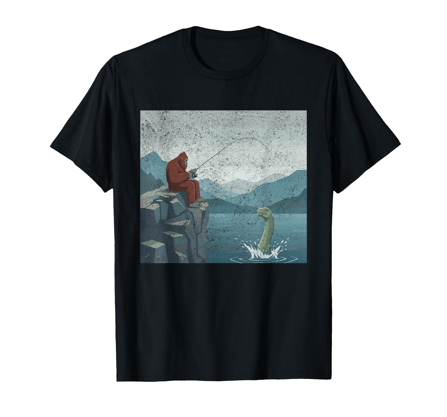 Bigfoot Sasquatch Fishes for The Loch Ness Monster Funny T-Shirt
