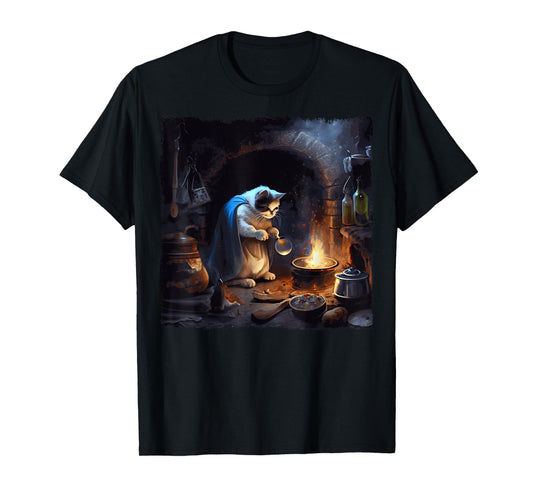 Funny Cat Cooking Space T-Shirt