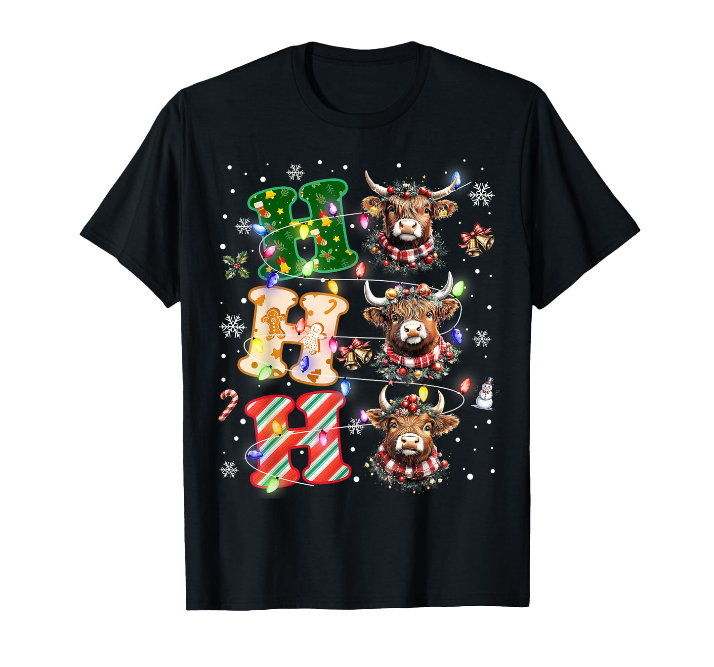 Ho Ho Ho Christmas Holiday Outfits Mooey Little Cow Xmas T-Shirt