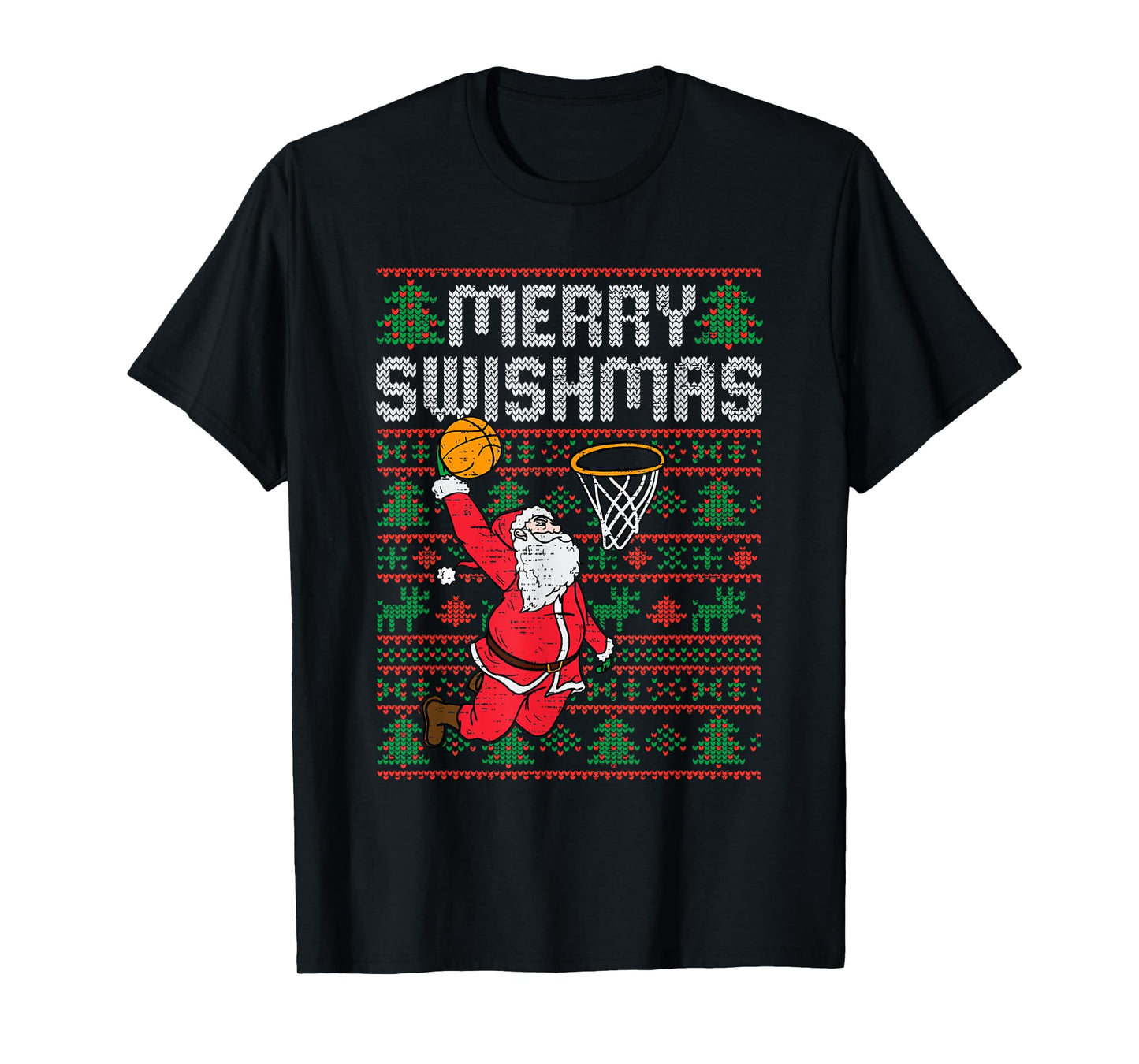 Basketball Ugly Christmas Xmas Santa Sports Men Boys Kids T-Shirt