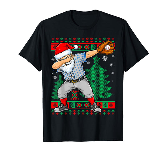Christmas Santa Claus Baseball Player Dabbing Pose T-Shirt