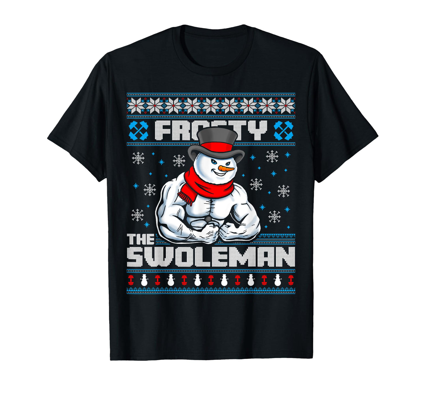 Frosty Swoleman Funny Christmas Workout Gym Weight Lifting T-Shirt