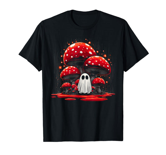 Spooky Mushroom Forest Ghost Cottagecore Halloween T-Shirt