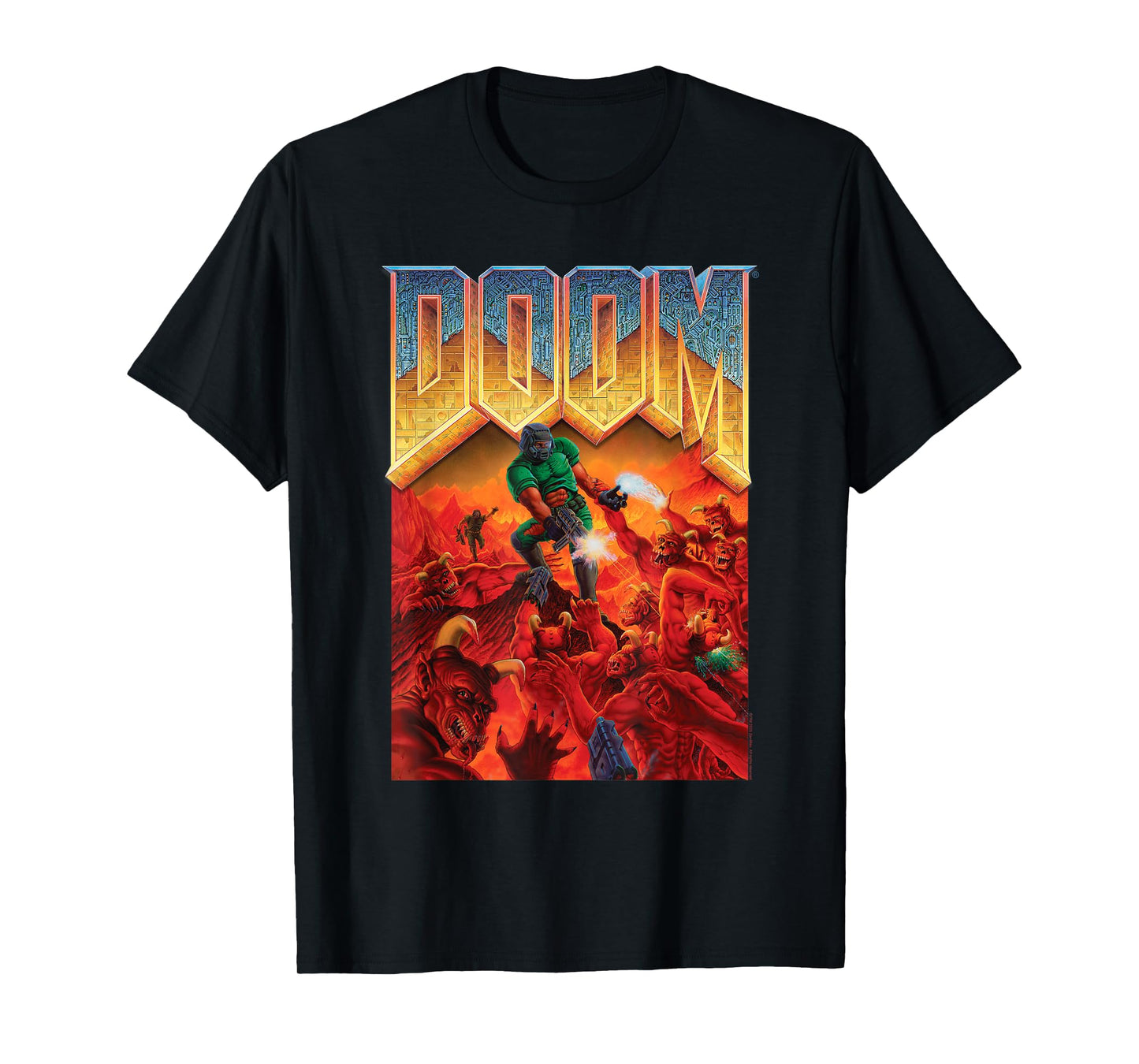 DOOM 1993 Full Color Cover Art Retro Video Game T-Shirt
