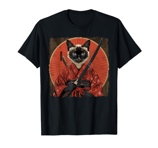 Siamese Cat Japanese Art Samurai Ukiyo-e Vintage T-Shirt