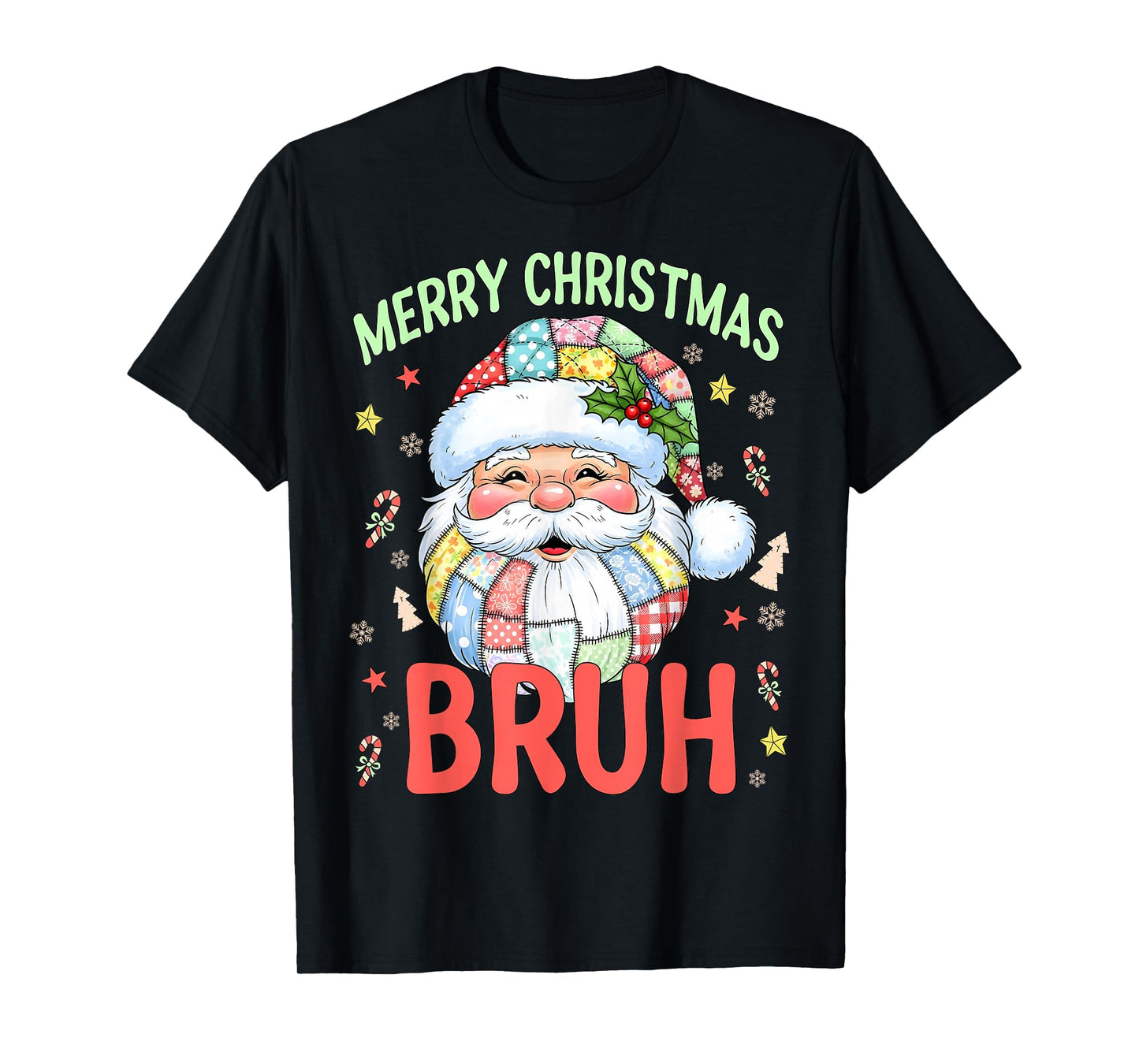 Merry Christmas Bruh Funny Santa Claus Retro Men Women Kids T-Shirt