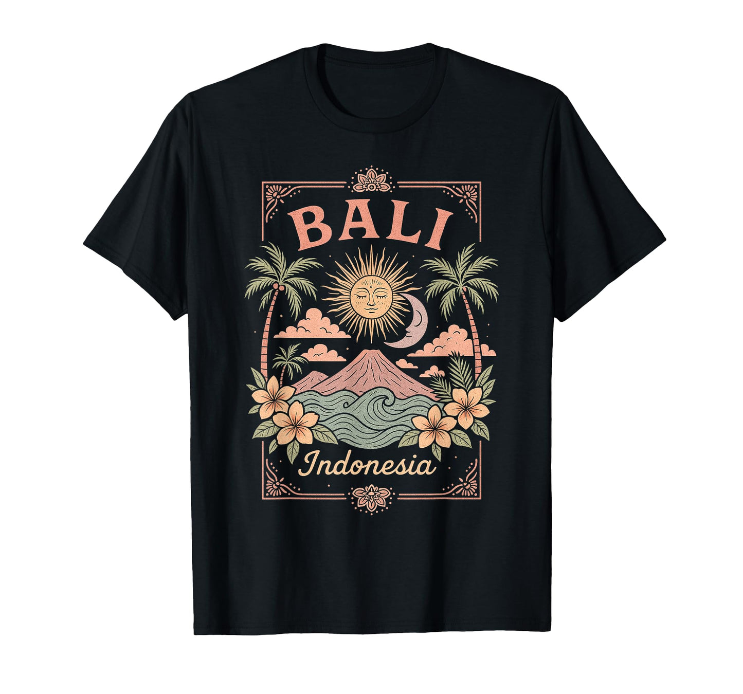 Bali Indonesia Vintage Art Tropical Boho Bali Women T-Shirt