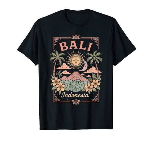 Bali Indonesia Vintage Art Tropical Boho Bali Women T-Shirt