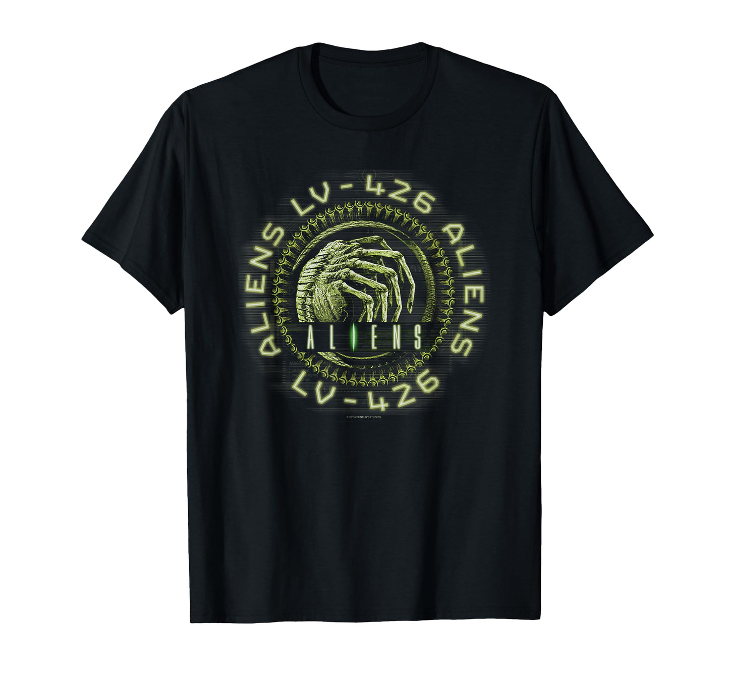 Aliens Lv-Fourtwentysix Facehugger Neon Big Chest Text Logo T-Shirt