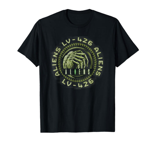 Aliens Lv-Fourtwentysix Facehugger Neon Big Chest Text Logo T-Shirt