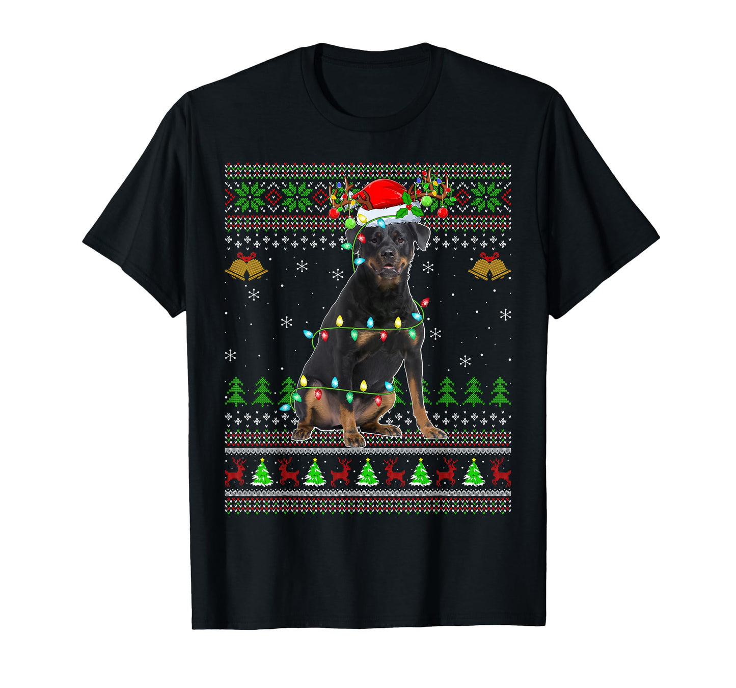 Rottweiler Dog Ugly Christmas Sweaters Holiday Santa Xmas T-Shirt